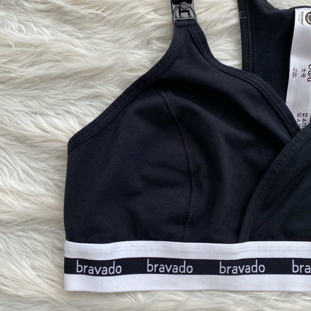 Bravado Black Nursing Bra with White Branded Band - Picture 4 of 12